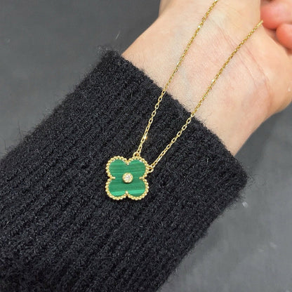 [Luna Brilliance]CLOVER 15MM DIAMOND TURQUOISE NECKLACE