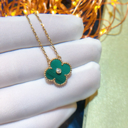 [Luna Brilliance]CLOVER 15MM DIAMOND TURQUOISE NECKLACE