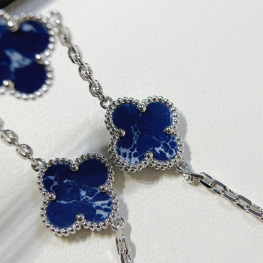 [Luna Brilliance]CLOVER 5 MOTIF PIETERSITE SILVER BRACELET