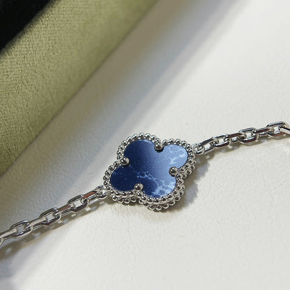 [Luna Brilliance]CLOVER 5 MOTIF PIETERSITE SILVER BRACELET