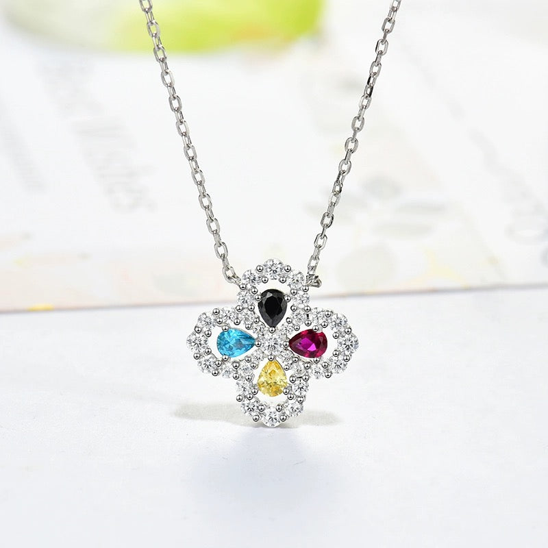 [Luna Brilliance]LOOP NECKLACE FULL MOTIF DIAMOND 16MM MULTIPLE COLORS