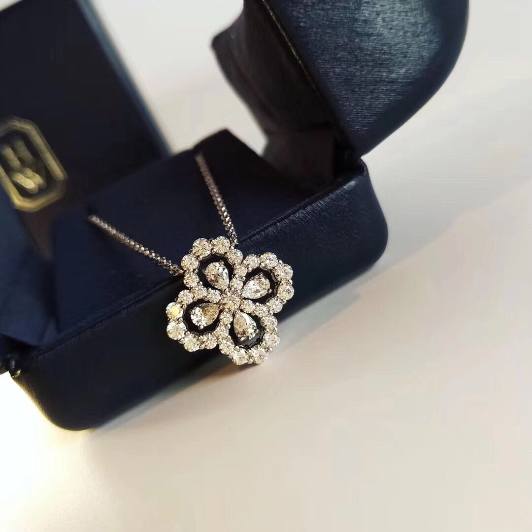 [Luna Brilliance]LOOP NECKLACE FULL MOTIF DIAMOND 16MM MULTIPLE COLORS