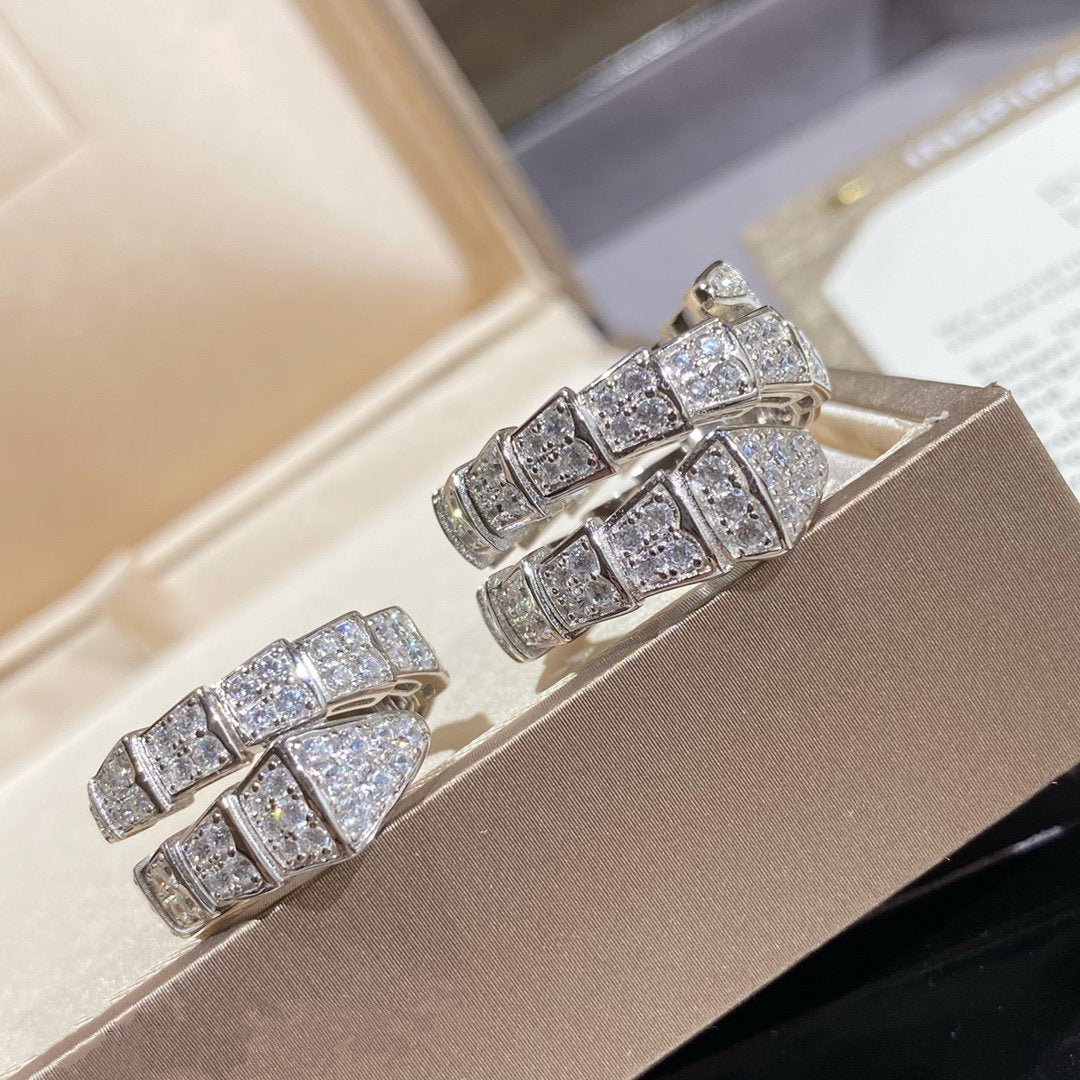 [Luna Brilliance]SERPENTI DOUBLE RING SILVER DIAMOND PAVED
