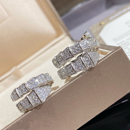 [Luna Brilliance]SERPENTI DOUBLE RING SILVER DIAMOND PAVED