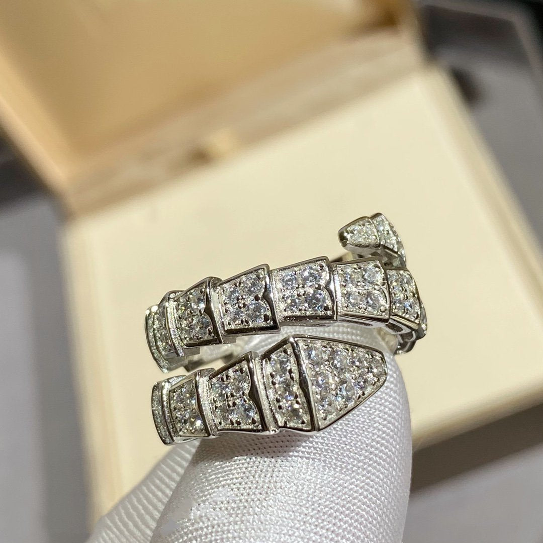 [Luna Brilliance]SERPENTI DOUBLE RING SILVER DIAMOND PAVED