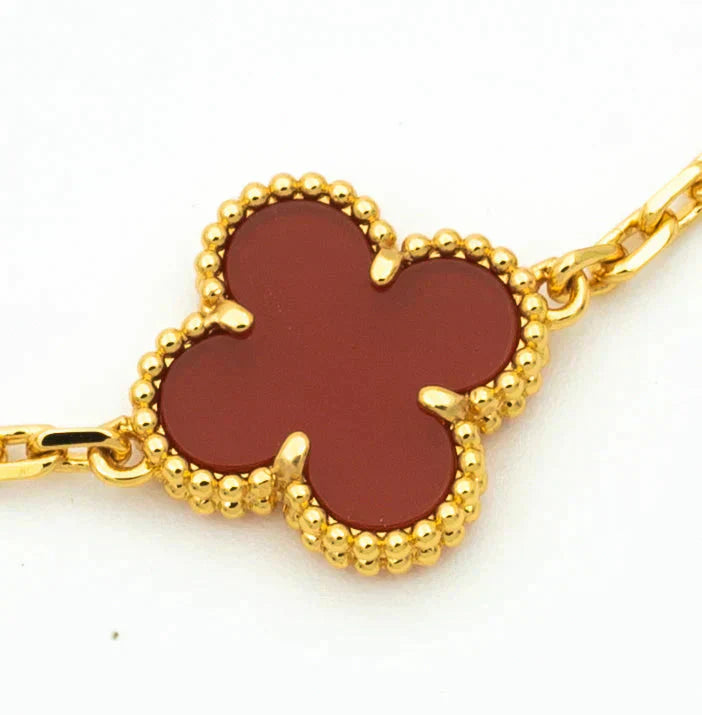 [Luna Brilliance]CLOVER  5 MOTIFS CARNELIAN GOLD BRACELET