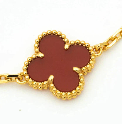 [Luna Brilliance]CLOVER  5 MOTIFS CARNELIAN GOLD BRACELET