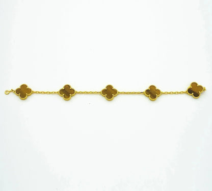[Luna Brilliance]CLOVER  5 MOTIFS TIGER EYE BRACELET