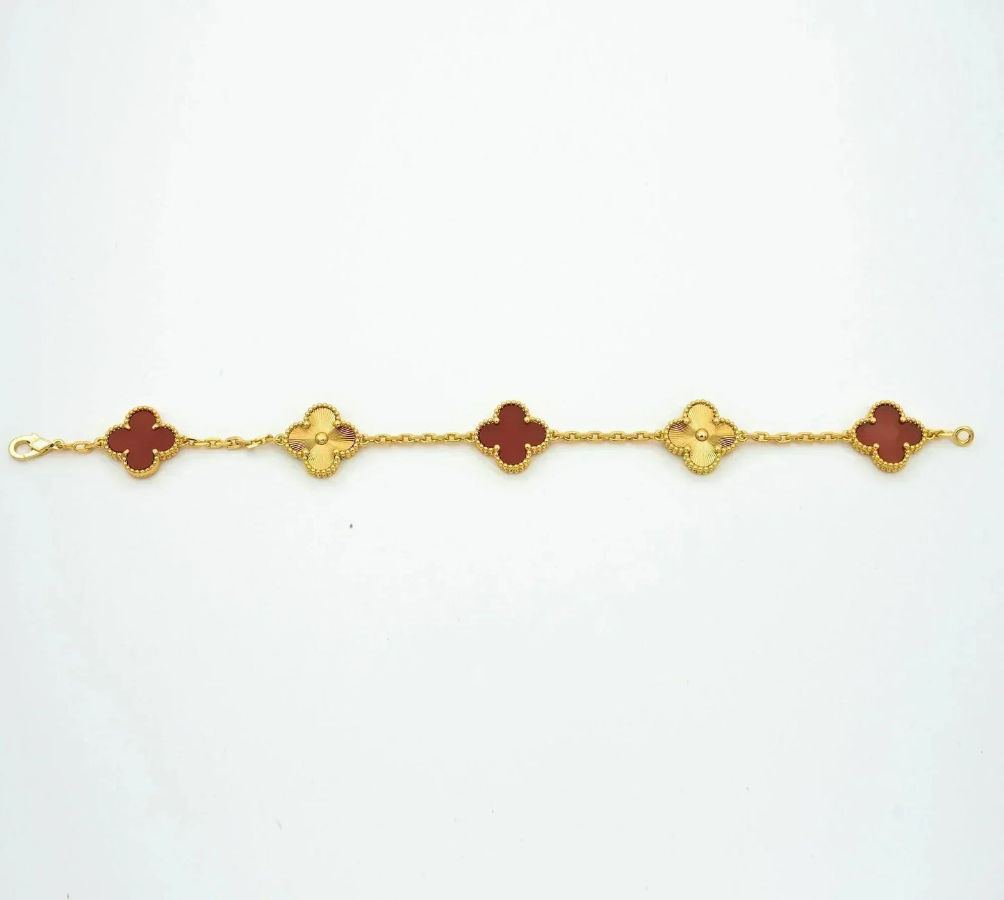 [Luna Brilliance]CLOVER  5 MOTIFS CARNELIAN GOLD BRACELET