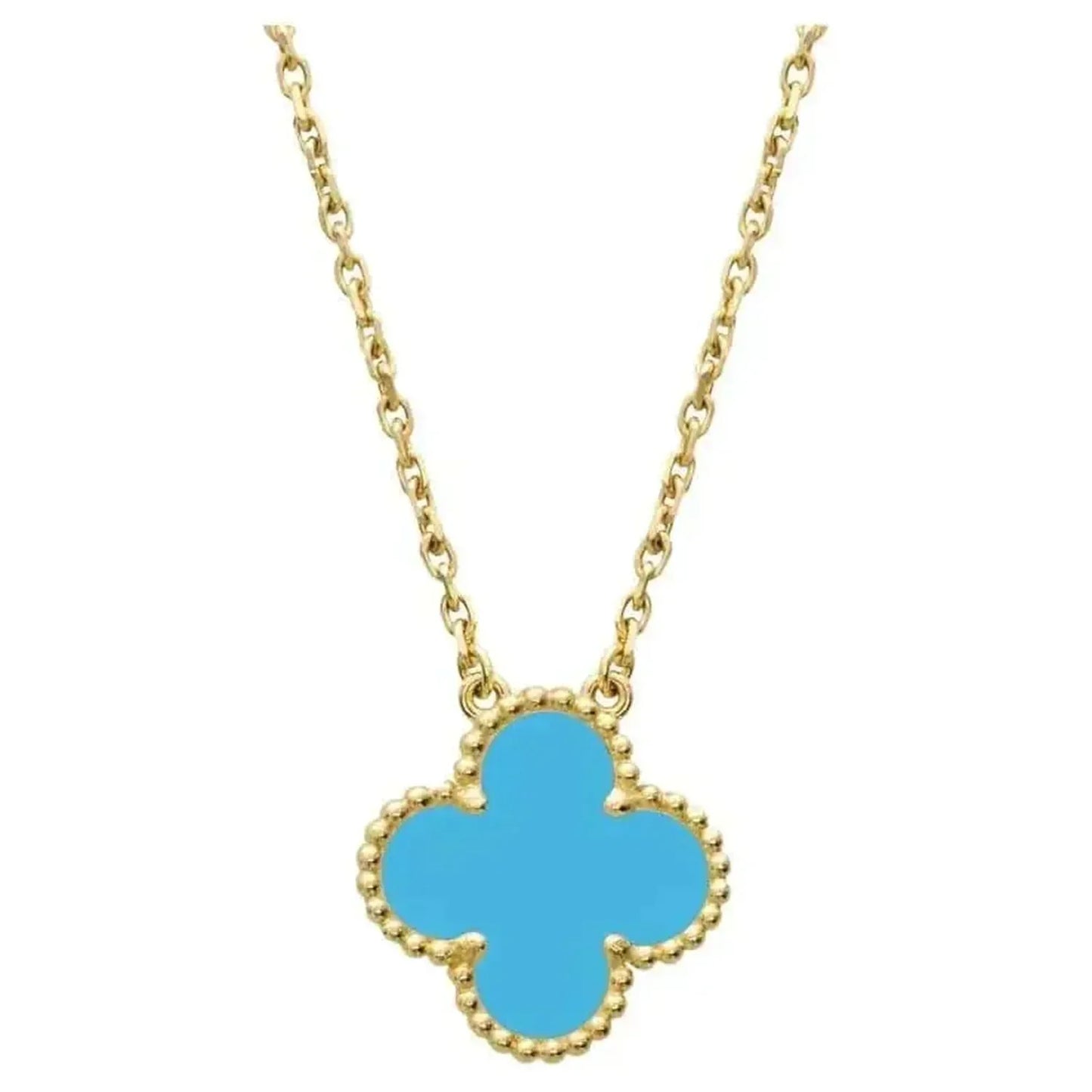 [Luna Brilliance]CLOVER 15MM VINTAGE TURQUOISE NECKLACE
