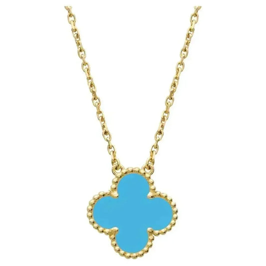 [Luna Brilliance]CLOVER 15MM VINTAGE TURQUOISE NECKLACE