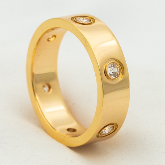 [Luna Brilliance]LOVE RING 5.5MM 6 DIAMONDS PINK GOLD