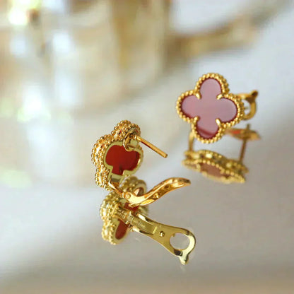 [Luna Brilliance]CLOVER MEDIUM 1 MOTIFS CARNELIAN  EARRINGS