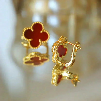 [Luna Brilliance]CLOVER MEDIUM 1 MOTIFS CARNELIAN  EARRINGS