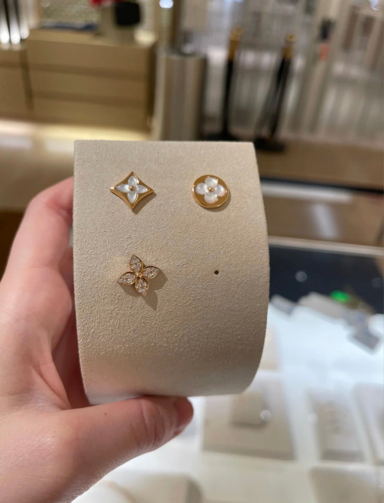[Luna Brilliance]STAR BLOSSOM STUD EARRINGS PINK GOLD DIAMONDS