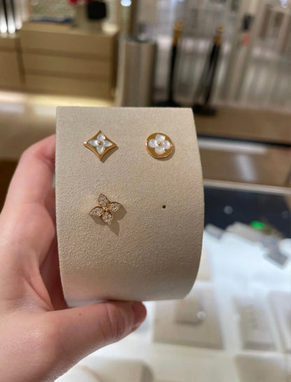 [Luna Brilliance]STAR BLOSSOM STUD EARRINGS PINK GOLD DIAMONDS
