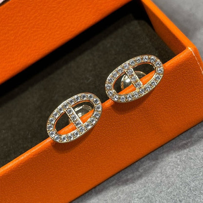 [Luna Brilliance]HM FULL DIAMOND PIG NOSE STUD EARRINGS