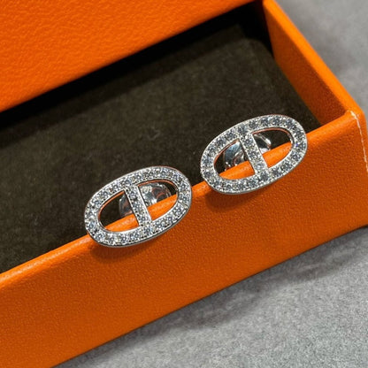 [Luna Brilliance]HM FULL DIAMOND PIG NOSE STUD EARRINGS