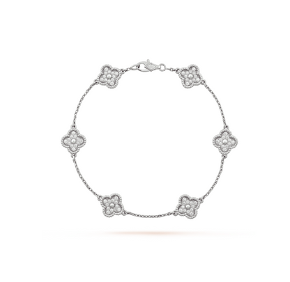 [Luna Brilliance]CLOVER 6 MOTIF SILVER DIAMOND BRACELET
