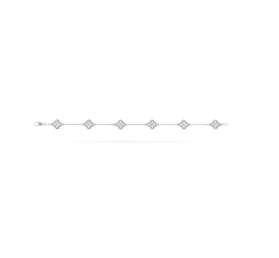 [Luna Brilliance]CLOVER 6 MOTIF SILVER DIAMOND BRACELET