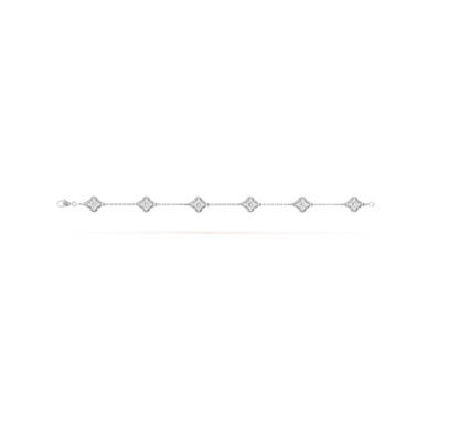 [Luna Brilliance]CLOVER 6 MOTIF SILVER DIAMOND BRACELET