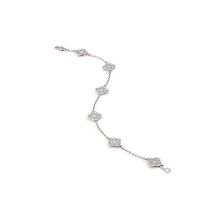 [Luna Brilliance]CLOVER 6 MOTIF SILVER DIAMOND BRACELET