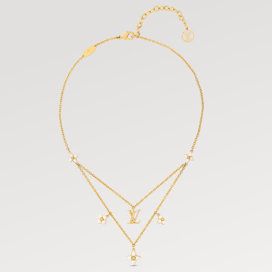 [Luna Brilliance]FLOWERGRAM GOLD MOP DOUBLE ROW NECKLACE