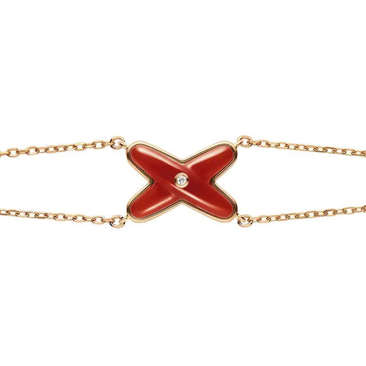 [Luna Brilliance]JEUX BRACELET CARNELIAN PINK GOLD 1 DIAMOND