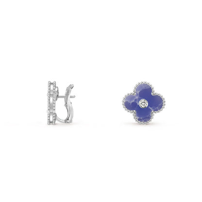 [Luna Brilliance]CLOVER SILVER 15MM MOP DIAMOND EARRINGS COLLECTION