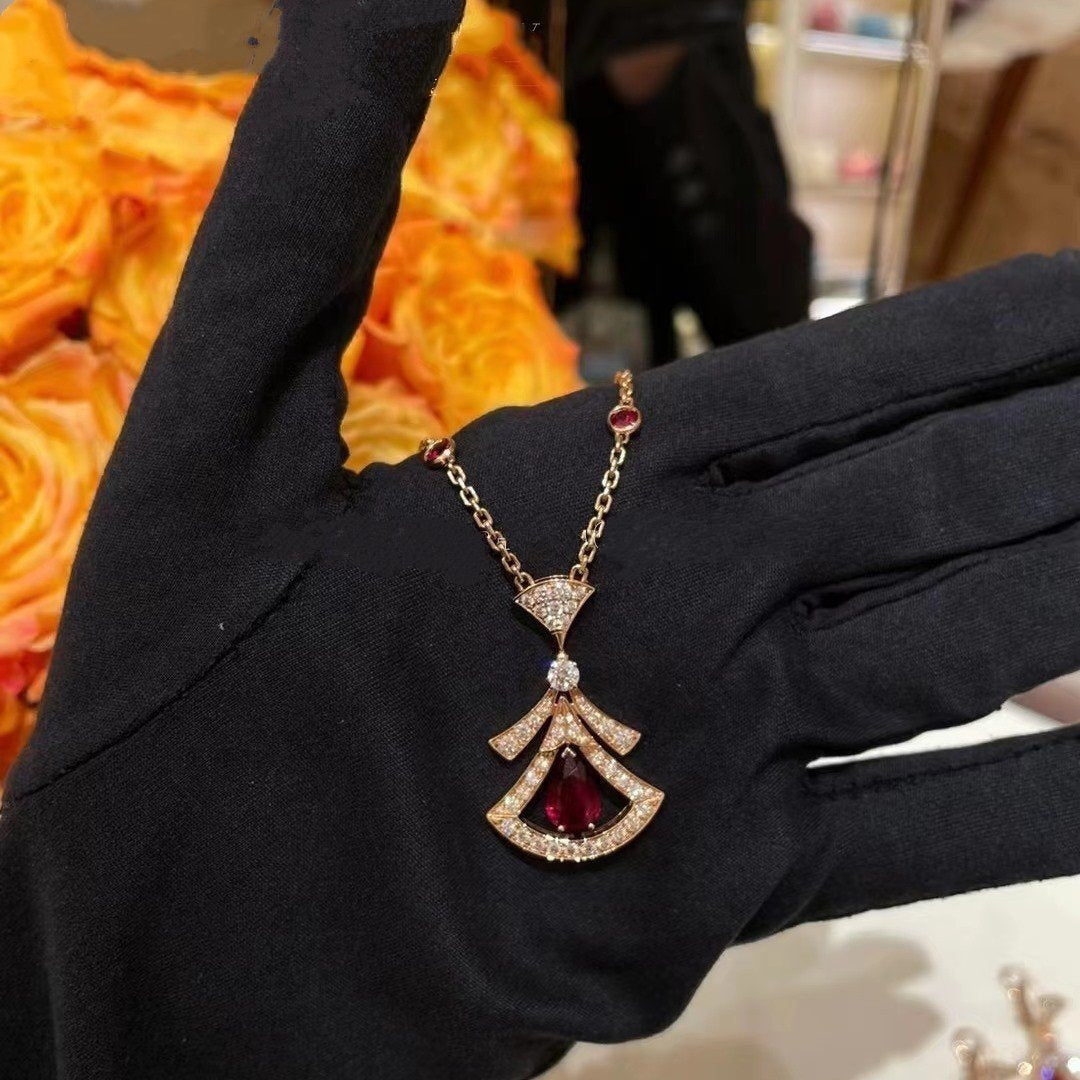 [Luna Brilliance]DREAM NECKLACE CARNELIAN DIAMOND PINK GOLD