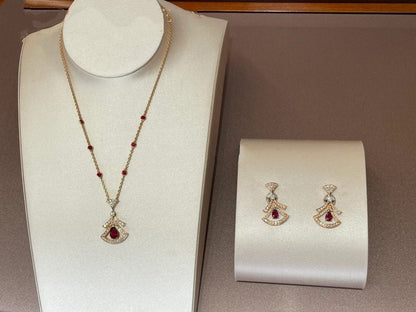 [Luna Brilliance]DREAM NECKLACE CARNELIAN DIAMOND PINK GOLD