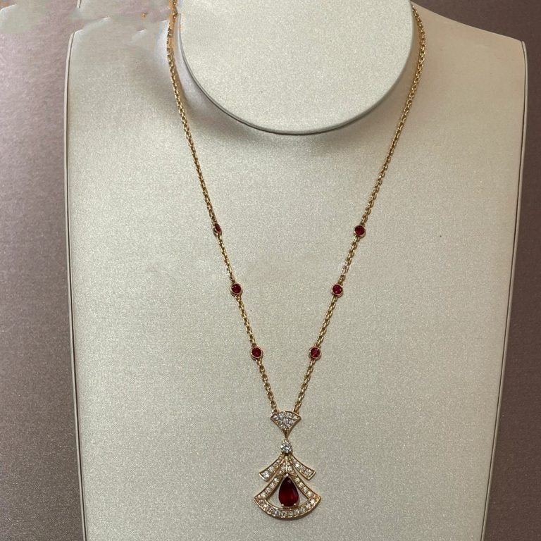 [Luna Brilliance]DREAM NECKLACE CARNELIAN DIAMOND PINK GOLD