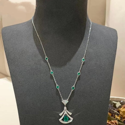 [Luna Brilliance]DREAM NECKLACE MALACHITE DIAMOND SILVER