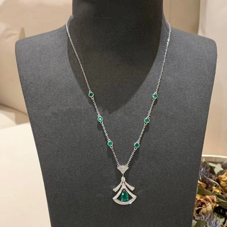 [Luna Brilliance]DREAM NECKLACE MALACHITE DIAMOND SILVER
