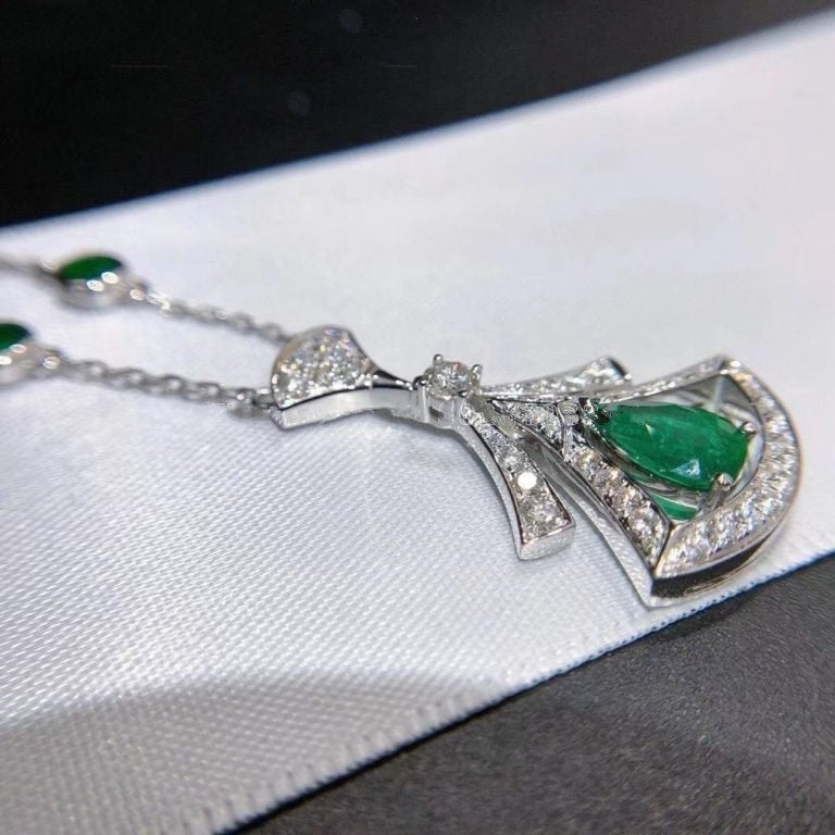 [Luna Brilliance]DREAM NECKLACE MALACHITE DIAMOND SILVER