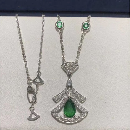 [Luna Brilliance]DREAM NECKLACE MALACHITE DIAMOND SILVER