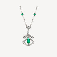 [Luna Brilliance]DREAM NECKLACE MALACHITE DIAMOND SILVER