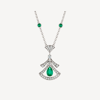 [Luna Brilliance]DREAM NECKLACE MALACHITE DIAMOND SILVER