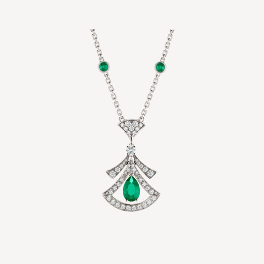 [Luna Brilliance]DREAM NECKLACE MALACHITE DIAMOND SILVER