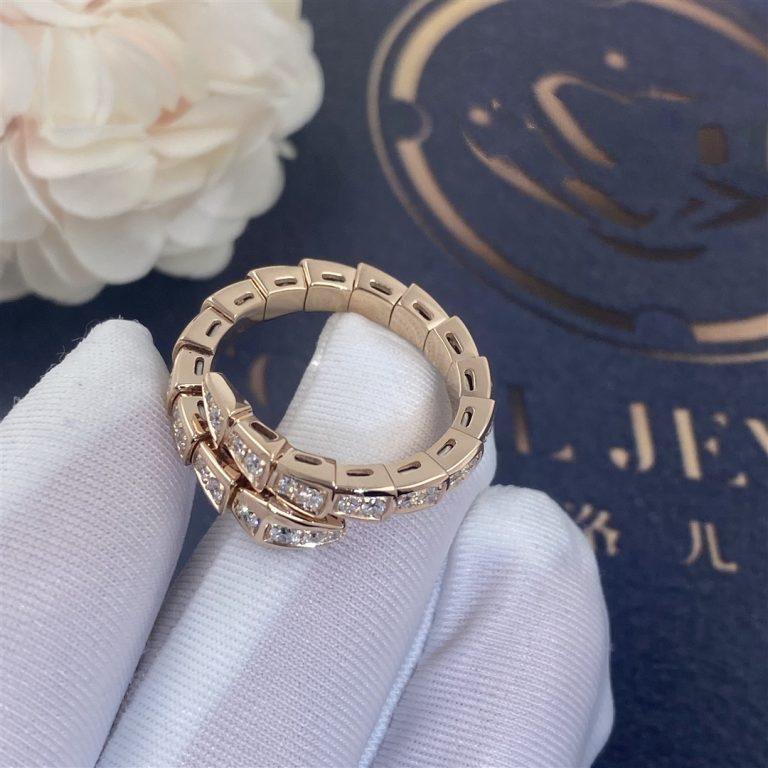 [Luna Brilliance]SERPENTI RING PINK GOLD DIAMOND PAVED 4MM