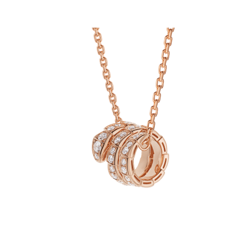 [Luna Brilliance]SERPENTI PINK GOLD NECKLACE DOUBLE RING DIAMOND