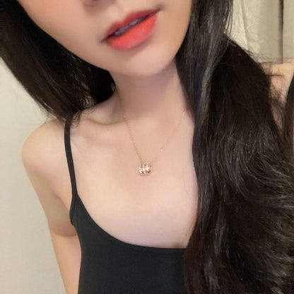 [Luna Brilliance]SERPENTI PINK GOLD NECKLACE DOUBLE RING DIAMOND