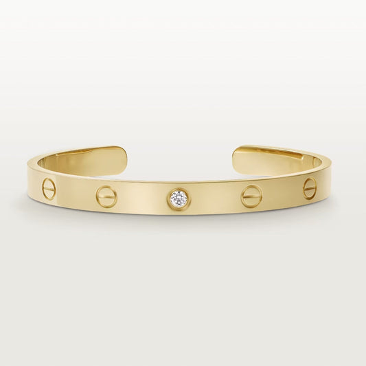 [Luna Brilliance]LOVE BRACELET 6.1MM 1 DIAMOND OPEN CUFF