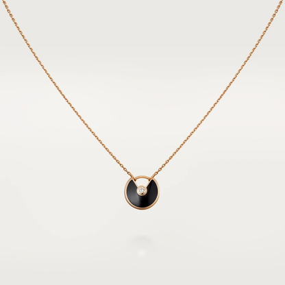 [Luna Brilliance]AMULETTE ROSE GOLD ONYX NECKLACE