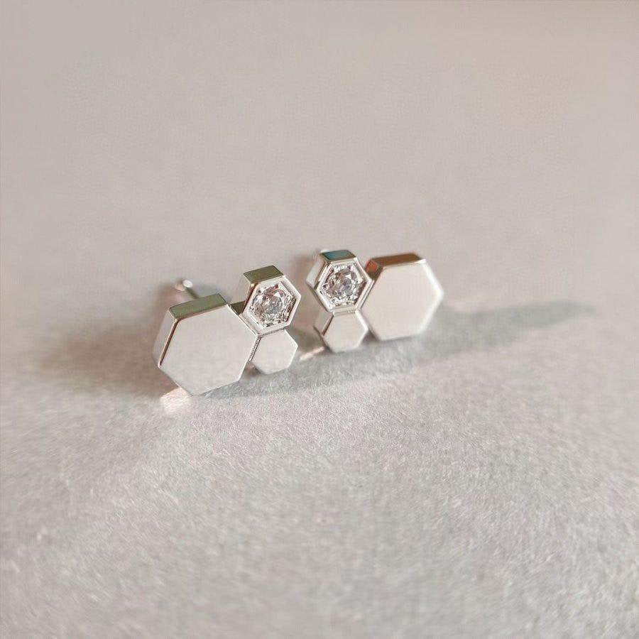 [Luna Brilliance]BEE LOVE SILVER DIAMOND EARRINGS