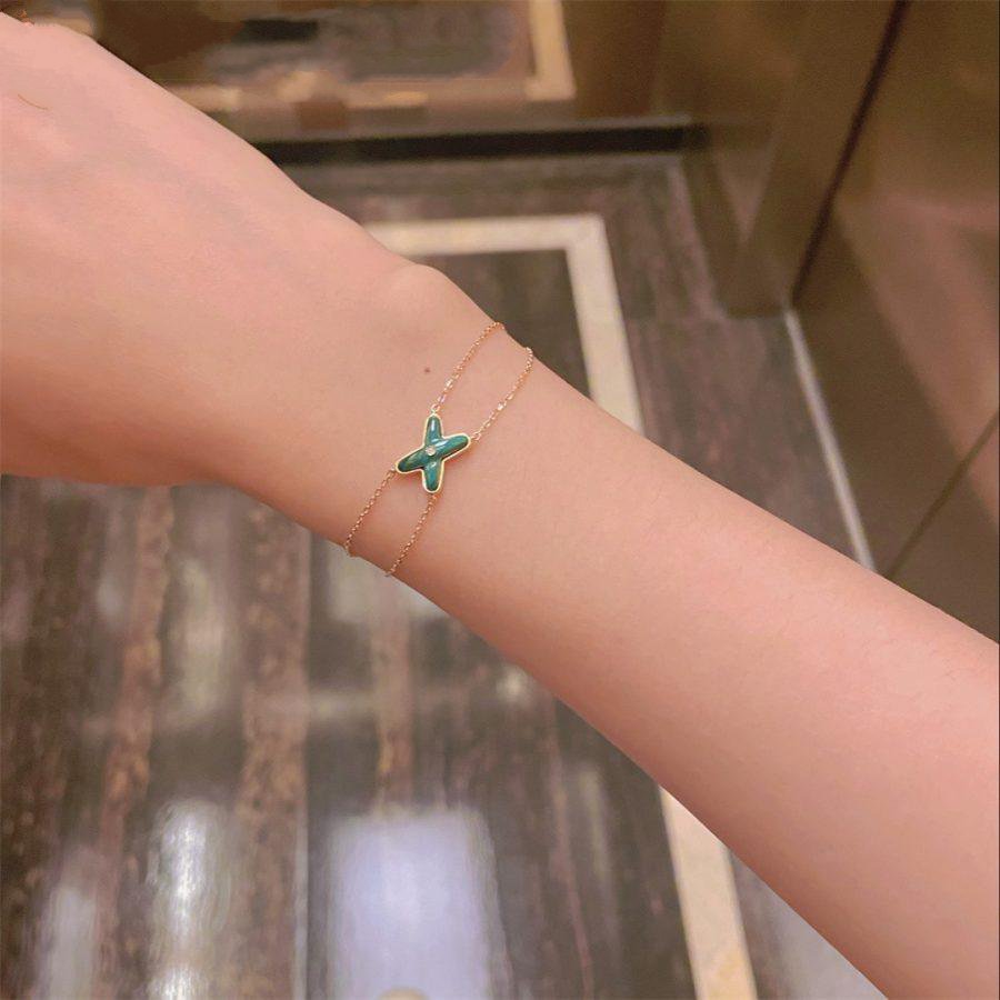 [Luna Brilliance]JEUX BRACELET MALACHITE PINK GOLD 1 DIAMOND