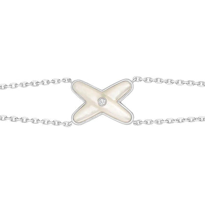[Luna Brilliance]JEUX BRACELET WHITE MOP SILVER 1 DIAMOND