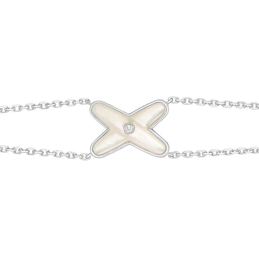 [Luna Brilliance]JEUX BRACELET WHITE MOP SILVER 1 DIAMOND
