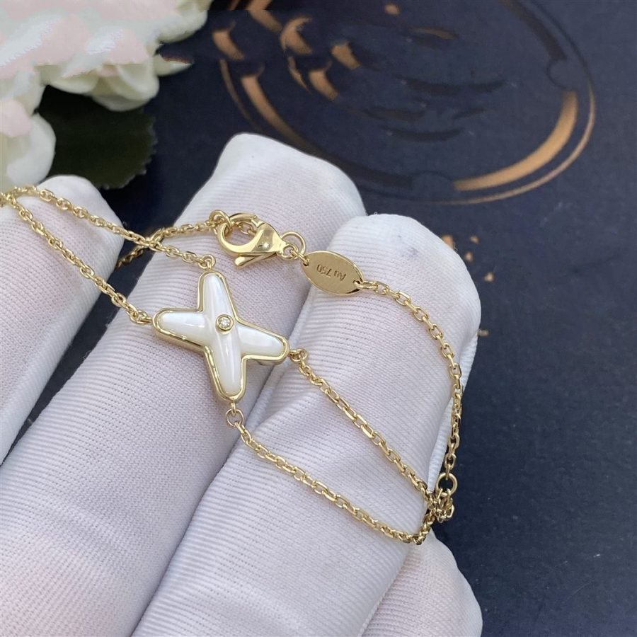 [Luna Brilliance]JEUX BRACELET WHITE MOP GOLD 1 DIAMOND