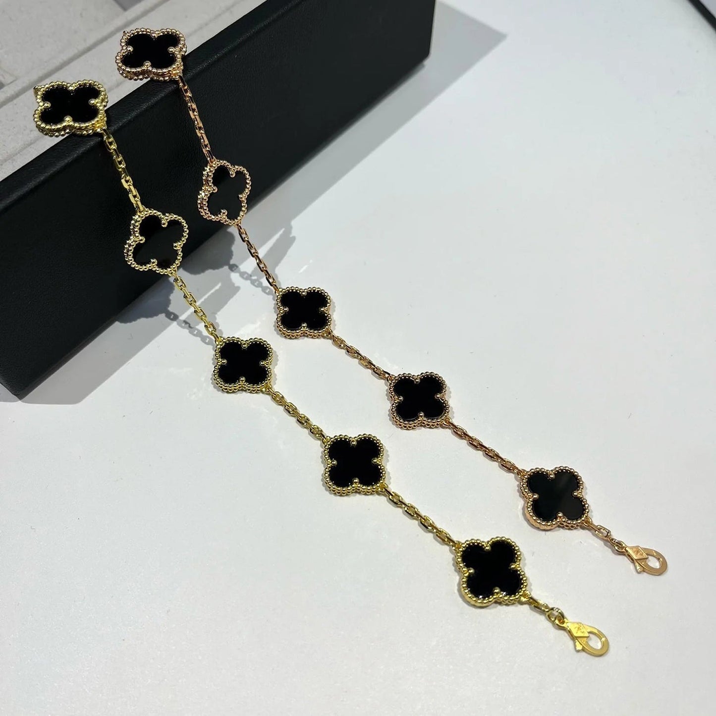 [Luna Brilliance]CLOVER  5 MOTIFS BLACK ONYX BRACELET